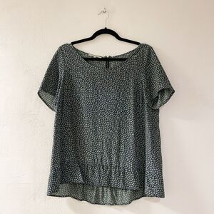 Gerard Darel Silk Short Sleeve Blouse in Green Blue Size 42